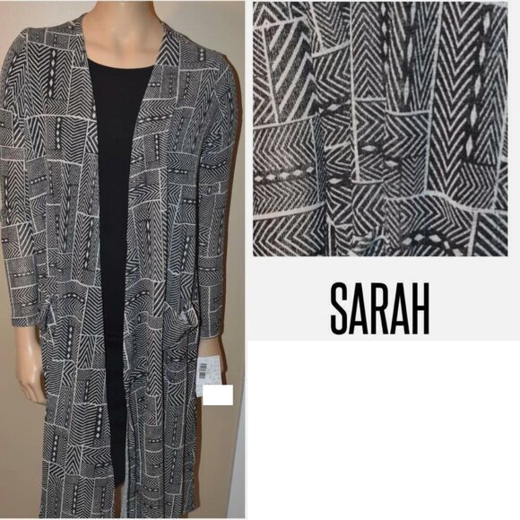 LuLaRoe Sarah Womens Small Black White Duster Long Cardigan Long Sleeve NWT - Picture 1 of 6
